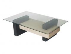 Mid Century Italian Post Modern Rectangular Glass Coffee Table in Black Gray - 3330839