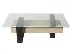 Mid Century Italian Post Modern Rectangular Glass Coffee Table in Black Gray - 3330853