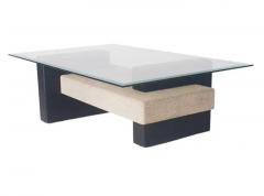 Mid Century Italian Post Modern Rectangular Glass Coffee Table in Black Gray - 3330855