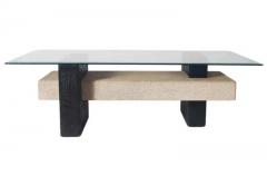 Mid Century Italian Post Modern Rectangular Glass Coffee Table in Black Gray - 3330860