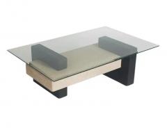 Mid Century Italian Post Modern Rectangular Glass Coffee Table in Black Gray - 3330876