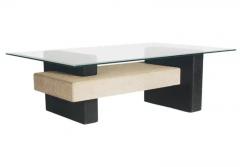 Mid Century Italian Post Modern Rectangular Glass Coffee Table in Black Gray - 3330884