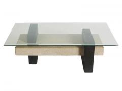 Mid Century Italian Post Modern Rectangular Glass Coffee Table in Black Gray - 3330885