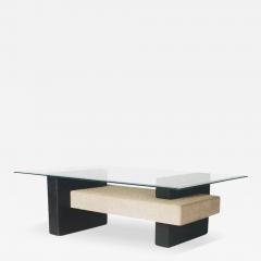 Mid Century Italian Post Modern Rectangular Glass Coffee Table in Black Gray - 3333588