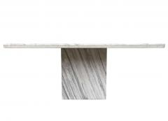 Mid Century Italian Post Modern Rectangular Marble Dining Table in White Gray - 2233849
