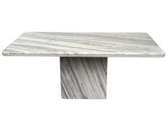 Mid Century Italian Post Modern Rectangular Marble Dining Table in White Gray - 2233850