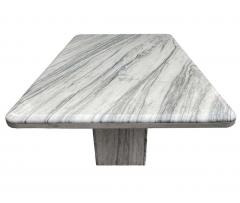 Mid Century Italian Post Modern Rectangular Marble Dining Table in White Gray - 2233851