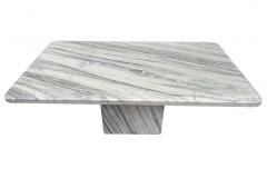 Mid Century Italian Post Modern Rectangular Marble Dining Table in White Gray - 2233852