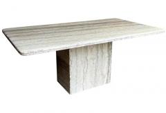 Mid Century Italian Post Modern Rectangular Marble Dining Table in White Gray - 2997985