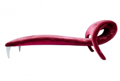 Mid Century Italian Post Modern Sculptural Chaise Lounge in Red Velvet - 2721234