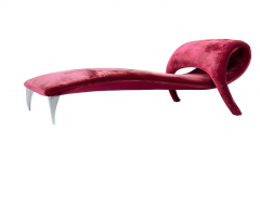 Mid Century Italian Post Modern Sculptural Chaise Lounge in Red Velvet - 2721244