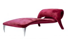 Mid Century Italian Post Modern Sculptural Chaise Lounge in Red Velvet - 2721257