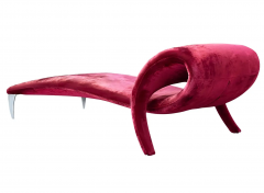 Mid Century Italian Post Modern Sculptural Chaise Lounge in Red Velvet - 2721324