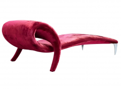 Mid Century Italian Post Modern Sculptural Chaise Lounge in Red Velvet - 2721326