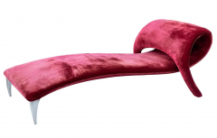 Mid Century Italian Post Modern Sculptural Chaise Lounge in Red Velvet - 2721327