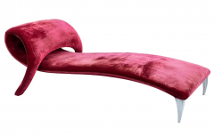 Mid Century Italian Post Modern Sculptural Chaise Lounge in Red Velvet - 2721332