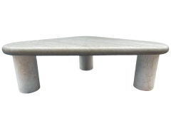 Mid Century Italian Post Modern Travertine Marble Cocktail Table in Triangular - 2567653