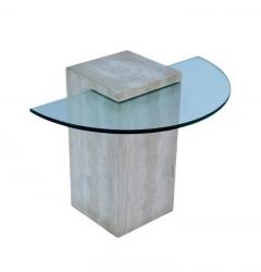 Mid Century Italian Post Modern Travertine Marble Cube Side Table or End Table - 3992460