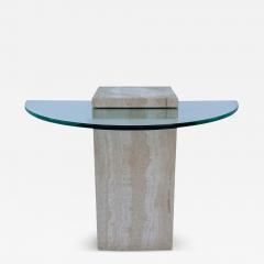 Mid Century Italian Post Modern Travertine Marble Cube Side Table or End Table - 3993533