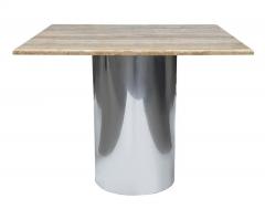 Mid Century Italian Post Modern Travertine Marble Dining Table with Steel Base - 2896796