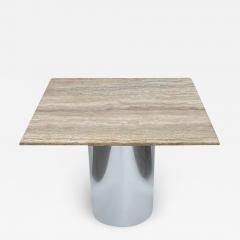 Mid Century Italian Post Modern Travertine Marble Dining Table with Steel Base - 2898827