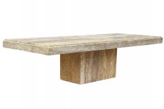 Mid Century Italian Post Modern Travertine Marble Rectangular Cocktail Table - 4333751