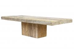 Mid Century Italian Post Modern Travertine Marble Rectangular Cocktail Table - 4333752
