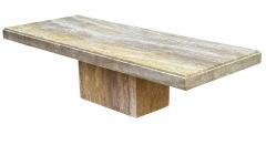 Mid Century Italian Post Modern Travertine Marble Rectangular Cocktail Table - 4333753