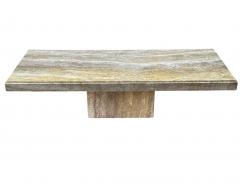 Mid Century Italian Post Modern Travertine Marble Rectangular Cocktail Table - 4333754