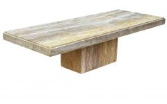 Mid Century Italian Post Modern Travertine Marble Rectangular Cocktail Table - 4333764
