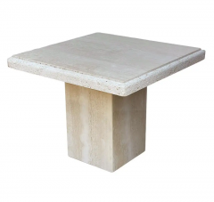Mid Century Italian Post Modern Travertine Marble Side or End Table in Off White - 3114195