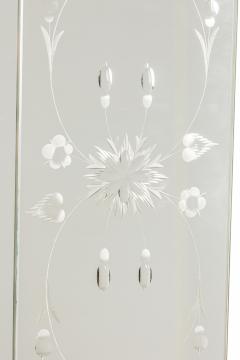 Mid Century Italian Rectangular Wall Mirror with Etched Glass Floral Border - 4172246