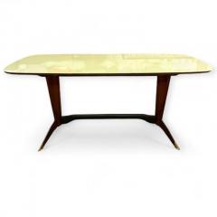 Mid Century Italian Rosewood Table with Cream Glass - 4439555