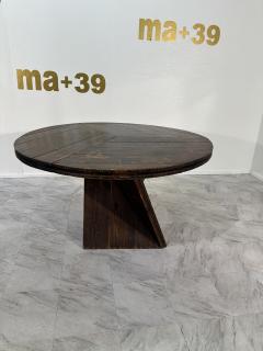 Mid Century Italian Round Wood Dining Table 1970s By Edoardo Landi - 3873360