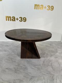 Mid Century Italian Round Wood Dining Table 1970s By Edoardo Landi - 3873361