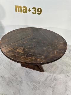 Mid Century Italian Round Wood Dining Table 1970s By Edoardo Landi - 3873365