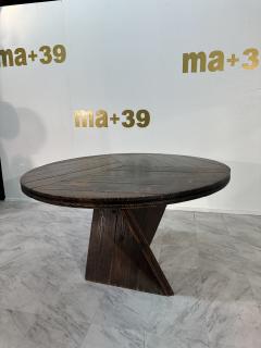 Mid Century Italian Round Wood Dining Table 1970s By Edoardo Landi - 3873366