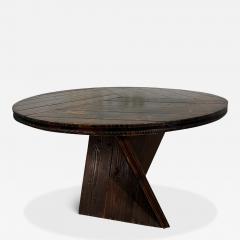 Mid Century Italian Round Wood Dining Table 1970s By Edoardo Landi - 3874042