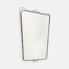 Mid Century Italian Shaped Brass Wall Mirror with Scroll Decorations - 4754680