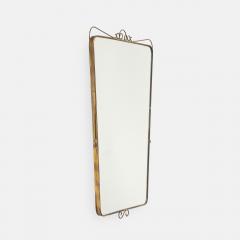 Mid Century Italian Shaped Brass Wall Mirror with Scroll Decorations - 4754681
