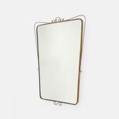 Mid Century Italian Shaped Brass Wall Mirror with Scroll Decorations - 4754682