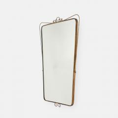 Mid Century Italian Shaped Brass Wall Mirror with Scroll Decorations - 4754683