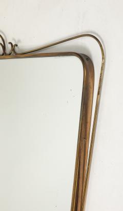 Mid Century Italian Shaped Brass Wall Mirror with Scroll Decorations - 4754686