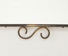 Mid Century Italian Shaped Brass Wall Mirror with Scroll Decorations - 4754689