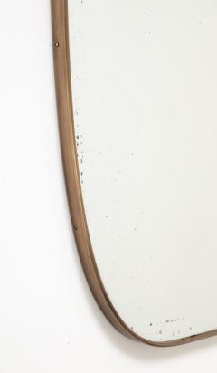 Mid Century Italian Shield Shaped Brass Wall Mirror with Scroll Crest - 4736537