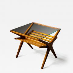 Mid Century Italian Side Table with Glass Top and Magazine Rack 1950s - 4435907