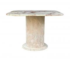 Mid Century Italian Square Onyx Blush Marble Dining Table - 3947314