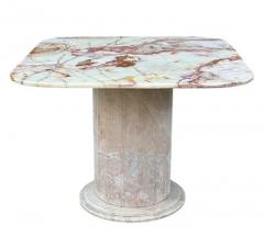 Mid Century Italian Square Onyx Blush Marble Dining Table - 3947315