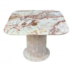 Mid Century Italian Square Onyx Blush Marble Dining Table - 3947319