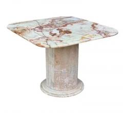 Mid Century Italian Square Onyx Blush Marble Dining Table - 3947322